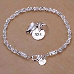 Link Bracelets High Quality Silver Color 4MM Women Men Chain Male Twisted Rope Fashion Jewelry
