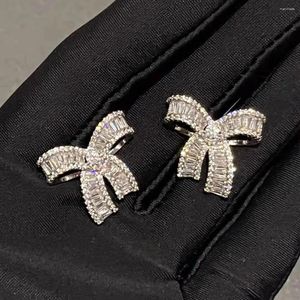 Orecchini per borchie Fashion Cute 925 Silver Ago Bowknot Super Fairy Butterfly Design T Square Zircone Earring for Women Accessori