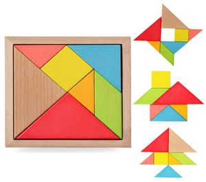 Drewniana wielobarska puzzle Tangram Puzzle Educational Toys 15x15x14cm Jigsaw Factory koszt tanio Whole5405842