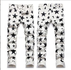 Jeans maschile 2024 Nuovi pantaloni di stampa digitale pentagramma pantaloni floreali maschili maschi pantaloni da stella a matita