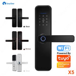 Lock SmarDeer WiFi Eletronic Lock for Tuya X5 Security Smart door Lock with Biometric Fingerprint Smart Card Password Key App unlock