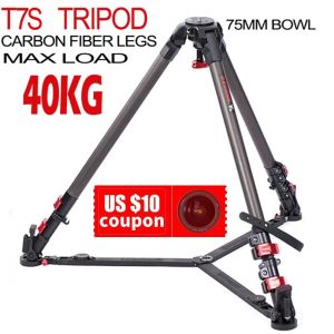 Monopods ifooTage T7s maxload 40kg Profissional Fiber de carbono Câmera de vídeo Tripod Stand com K5 Fluid Head para DSLR Shooting Tripé