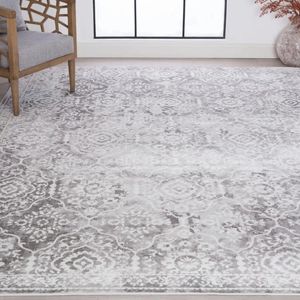 Tapetes de área tradicional 5x7 (5'3 '' x 7'3 '') sala de estar cinza oriental fácil de limpar a decoração de carpete livre em casa