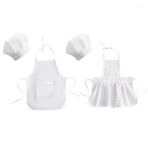 Giyim Setleri Doğan Bebek Erkek Kızlar Popografi Personel Şef Kıyafetleri Beyaz Şapka Önlük Üniforma