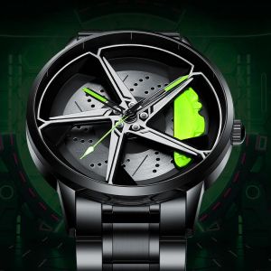 Watches Original 3d Real Man Watches Waterproof Rotate Watches Rim Watch Spinning Men's Sports 360° Rotate Wheel Watches for Men Clocks
