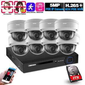 Sistema H.265+ 8CH Sistema de CCTV 5MP Poe NVR Detecção de face de face ao ar livre IP66 Segurança 5MP Poe IP Camera Videoveillance Conjunto de vigilância