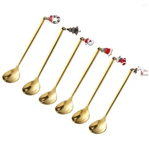 Кофе Scoops 6 PCS Honey Christmas Spoon Spoon Metal Serbing Spoons Super Hares Satchs Scoop Scoop из нержавеющей стали