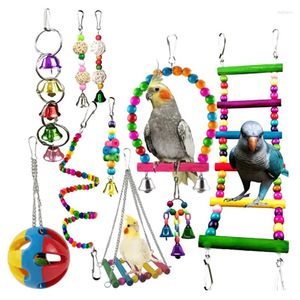 Andra fågelförsörjningar 10 Pack Parakeet Toys Hanging Bell Pet Cage Swing Chewing för små papegojor Finches Love Birds