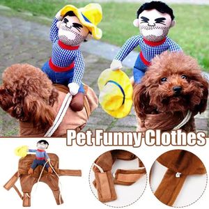 Dog Apparel Fancy Dress Horseback Riding Cosplay Costume Funny Accessories Puppy Dogs Pet Halloween Suit Clothes S9N7
