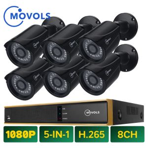 System Movols CCTVキット6*2MP屋外監視IRセキュリティカメラ8CH H.264ビデオ監視システムハイブリッド5インチDVRキット