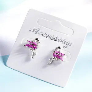 Stud Earrings 1 Pair Pink Crystal Flamingo Women Tiny Statement Earring Girls Trendy Party Wedding Bride Bird Jewelry