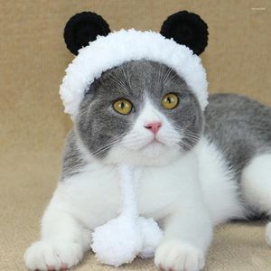 Dog Apparel Headdress Pet Costume Plush Headband Hat Panda Shaped Headwear Puppy Outfits