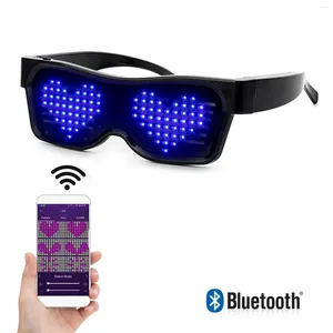 Decoração de festa Bluetooth LED óculos App ProgramAbleText USB Carga piscando o concerto luminoso dos óculos luminos