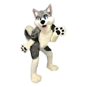 2024 Nya Halloween Gray Fox Wolfdog Mascot Costumes Fursuit Business Apparel Christmas Dress Costuming