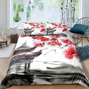 Bedding Sets Blossom Flor Flores Chinesa Crianças Durex Full Twin King Size3pcs Tampa de Tampa de Linho de Linho Bedspread200x200 240x220