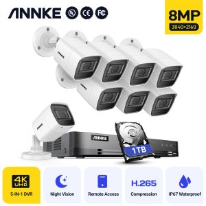 システムANNKE E800 4K 8CH ULTRA HD CCTVカメラシステムH.265 DVR KIT 4PCS/8PCS 8MP TVI Outdoor Home Video Security Surveillance System