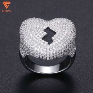 2024 jóias do novo rapper Custom 925 Sterling Silver VVS Moissanite Diamond Iced Out Broken Heart Hip Hop Ring para mulheres homens