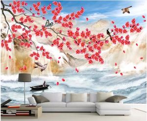 Wallpapers WDBH Custom Po 3d Wallpaper On The Wall Chinese HD Plum Blossoms And Marbles Decor Murals For Walls 3 D