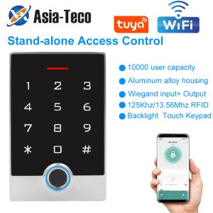 Tuş takımları wifi tuya klavye uygulaması biyometrik parmak izi erişim denetleyicisi nfc rfid kartı metal tuş takımı bağımsız kapı erişim kontrol sistemi