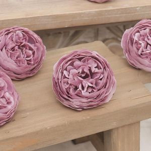 Decorative Flowers 5Pcs Artificial Peony Head Silk Fake Flower Bride Wedding For Home Garden DIY Decoration Supplies Craft Wreath Accessory