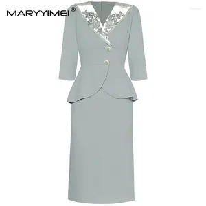 Повседневные платья Maryimei Fashion Women's Women's 2024 Весенний костюм воротнич