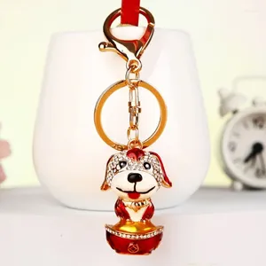 Nyckelringar Lucky Dog Car Nyckelring Korea Creative Lovely Girl Bag Pendant Metal Key Chain Jewelry