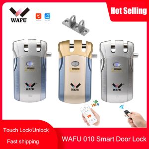 Lock Wafu 010 Smart Door Lock Tuya WiFi Smart Lock Control Remote Bluetooth القفل الذكي عن بُعد التحكم غير المرئي قفل Deadbolt غير مرئي