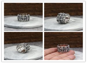 925 sterling silver vintage handmade crosses thick band rings with stones American Euro punk gothic designer antique silver luxury8900321