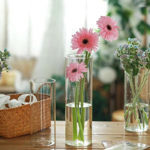 Vases 6.5x6/8/10/15/18cm Glass Vase For Centerpieces Clear Cylinder Candle Holder Small Tealight Home Decoration