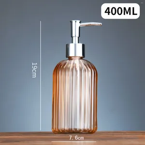 Liquid Soap Dispenser 13.5oz Glass Pump Sturdy Bath Bottle Lotion Dispensers For Home Apartment Bathroom Laundry Dorm