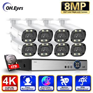 Sistema 4K DVR FACO AHD Analog Camera Security System Kit 8CH Outdoor Full Color Night Vision Bullet Câmera CCTV Conjunto de vigilância por vídeo