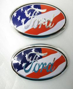 AMERICAN FLAG 20052014 Ford F150 FRONT GRILLE TAILGATE 9 inch Oval Emblem 2PCS5802077