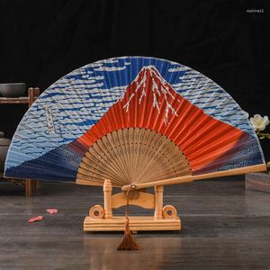 装飾的な置物1PCビンテージシルクフォールディングファンレトロ日本の竹のダンスハンドホームデコレーション装飾