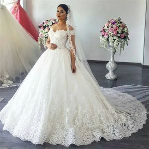 Dresses Off The Shoulder with Sleeves Wedding Ball Gown Dresses Sexy Elegant Lace Lace Applique Bridal Gowns Custom Made