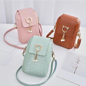 Bag Spring Summer Mini Cross-Body Mobiltelefon Schulter gewebter Perlmännchen-Wäsche-Crossbody