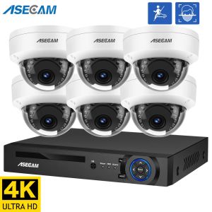 System 8MP 4K Security Camera System IK10 Explosionssäker utomhus PoE NVR Face Detection Record CCTV Dome Home Surveillance Camera Kit