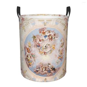 Tvättpåsar Renaissance Takkonstkorg Collapsible Vintage Gods Angels Fresco Clothing Hamper Toys Organizer Lagringsbink