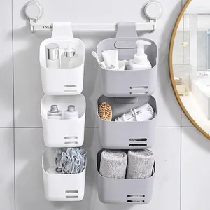 Kitchen Storage Household Wall-Mounted Bathroom With Hook Basket Rack Organizer Wash
