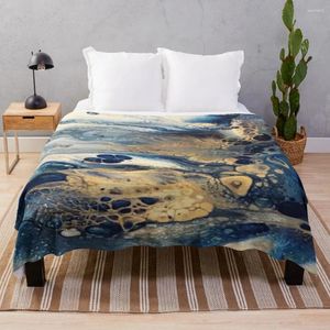 Battaniye kraliyet mavisi altın fırlatma battaniye pazen büyük örgü ekose sentetik cilt sevimli