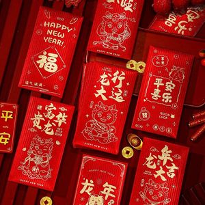 Presentförpackning 6st 2024 år av draken röda paket kinesiska kuvert pengar kuvert välsignelse