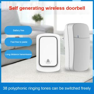 Doorbells Wireless Doorbell No Battery required Waterproof SelfPowered Door bell Sets Home Outdoor Kinetic Ring Chime Doorbell Security