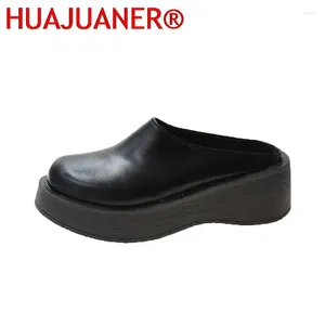 Casual Shoes All-Match Korean Slip-on Clogs Platform Loafers With Fur Female Footwear Round Toe Sneaker 2024 Slip On Creepers