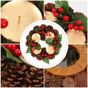 Candle Holders Christmas Advent Wreath Ribbon Wreaths Holiday Votive Holder With Pinecone Berry Candlestick Decoration Centerpiece