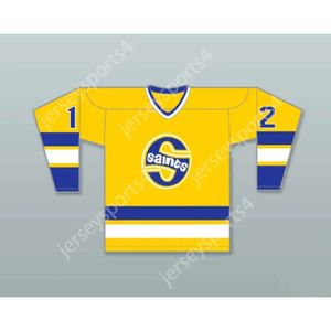 GDIR Custom Yellow 12 Alternative WHA 1972-73 Minnesota Kämpfe Saints Mike Antonovich Hockey Jersey Neue Top Ed S-M-L-XL-XXL-3XL-4XL-5XL-6XL