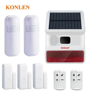 Siren 433mhz Strobe Solar Siren Outdoor Wireless Burglar Home Alarm System Kit Security Protection with Motion PIR Door Sensor Horn