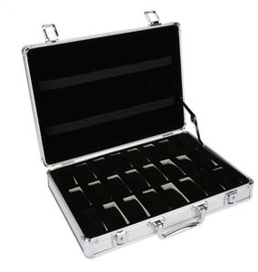 Watch Boxes Cases 24 Grid Aluminum Suitcase Case Display Storage Box Bracket Clock9430773