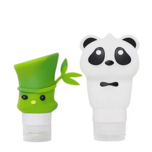 1st 60/90 ml Söt form Bambu Panda Travel Shampoo Gel Lotion Lagring Bottle Leakproof Silicone Cosmetic Refill Container