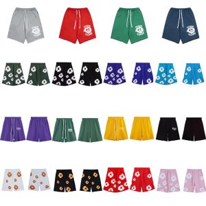 łzy demin krótkie bawełniane szorty wieńca pantaloncini hip hop osobowość pianka pącz Kapok Sports Shorts Dżins Short Flame Drukuj Nowy luźne damne dżins