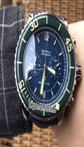 Novo cinquenta fathoms 50 fathoms capa de aço do mostrador azul miyota quartzo cronógrafo masculino relógios de cinta de couro azul de nylon stopwatch 7242658