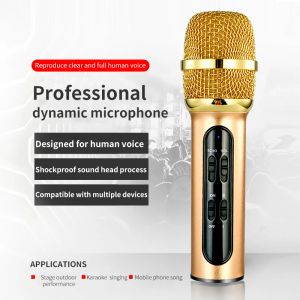 Mikrofoner Portable Professional Karaoke Microphone Sing Recording Live Microfone för mobiltelefondator med ljudkort Kinesisk version